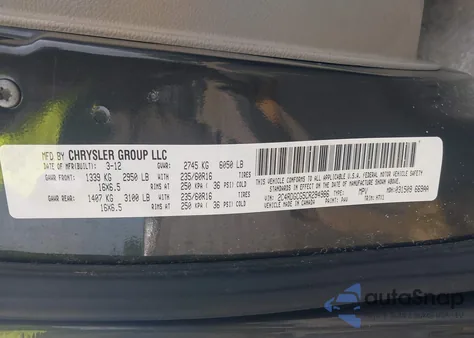 2012 Dodge Grand Caravan Sxt из США, поврежденный, VIN 2C4RDGCG5CR294986